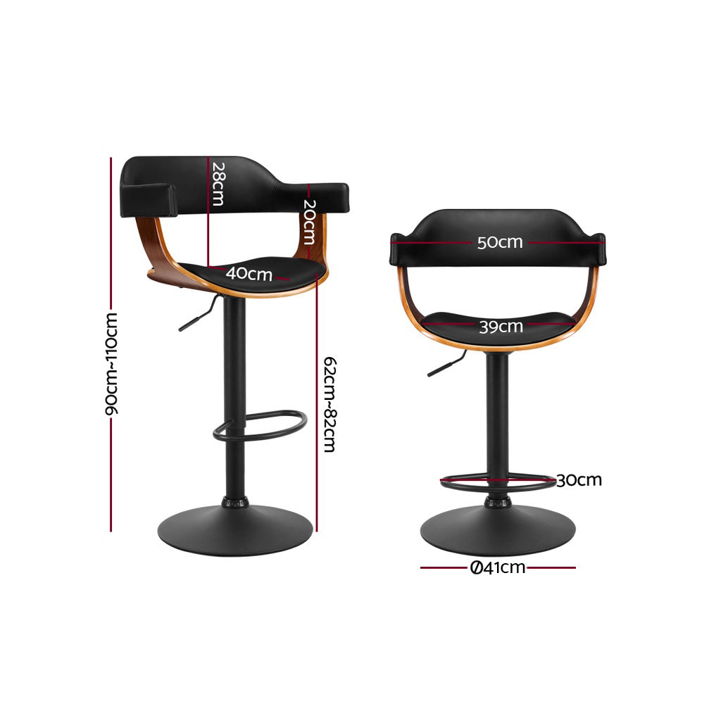 Selina Bar Stool with Armrests – Black – Single