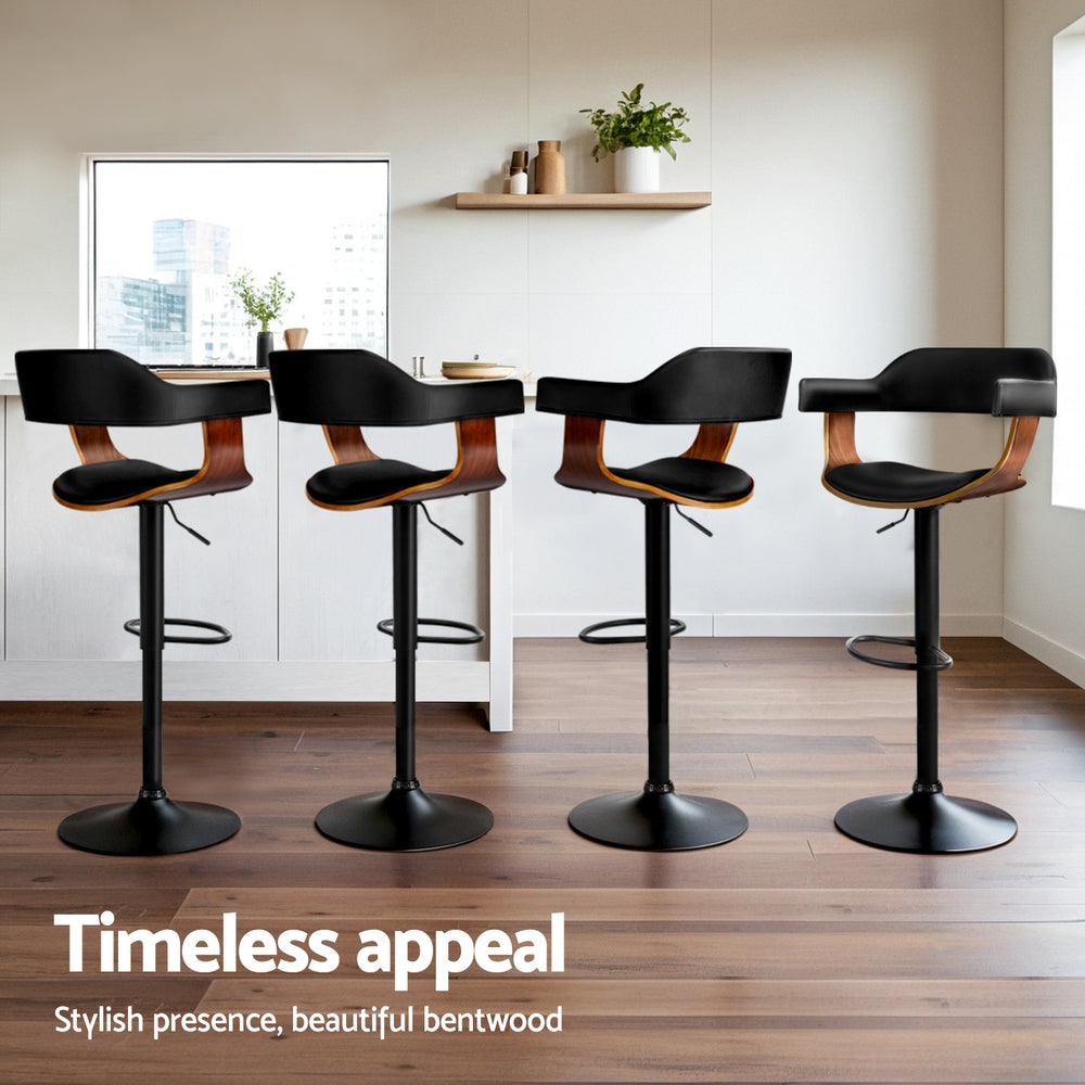 Magnus Bar Stools with Armrests – Black – Set of 4