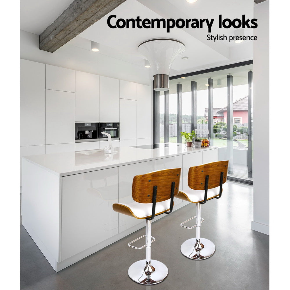 Cherry Gas Lift Bar Stool – White – Single