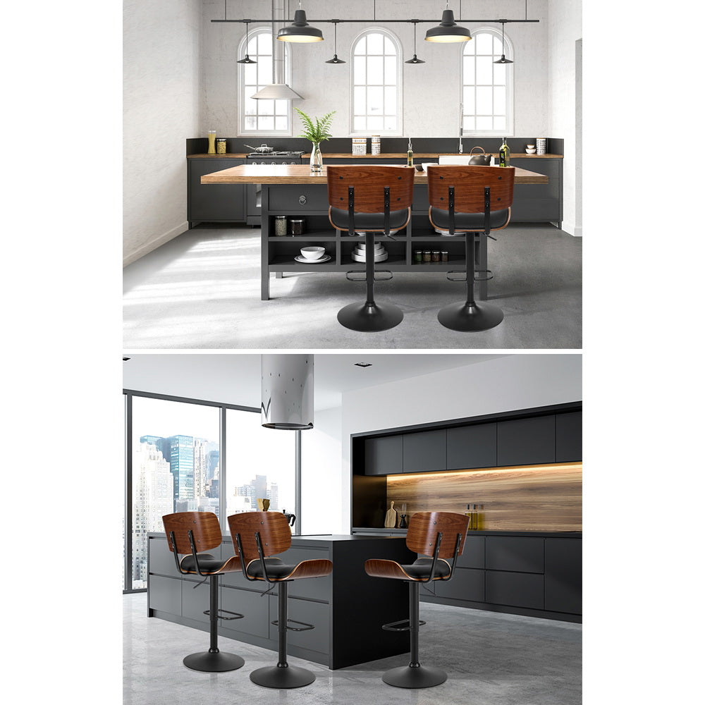 Nara Gas Lift Bar Stool – Leather – Black