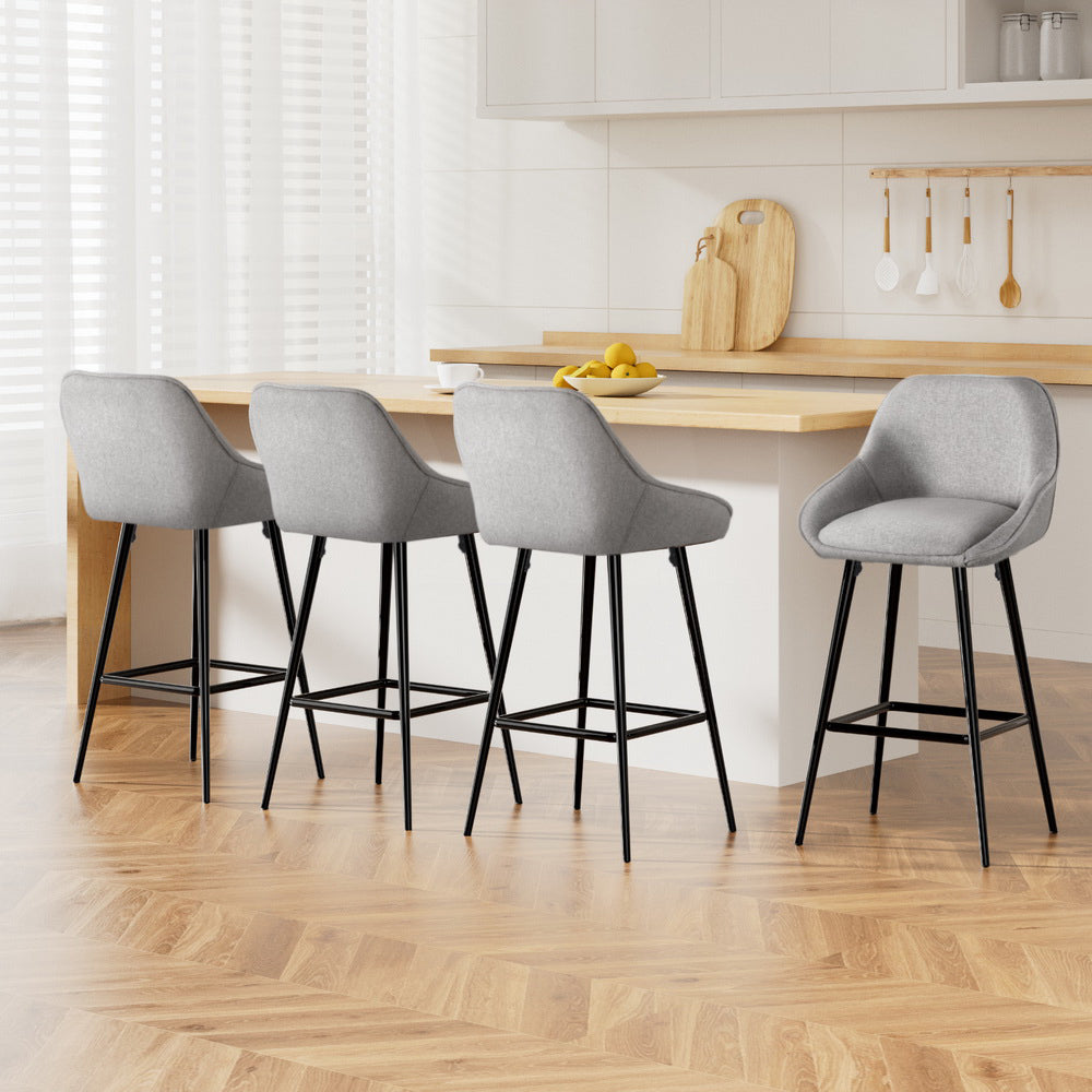 Nova 4x Bar Stools Upholstered Stool Counter Seat Kitchen Dining Chairs