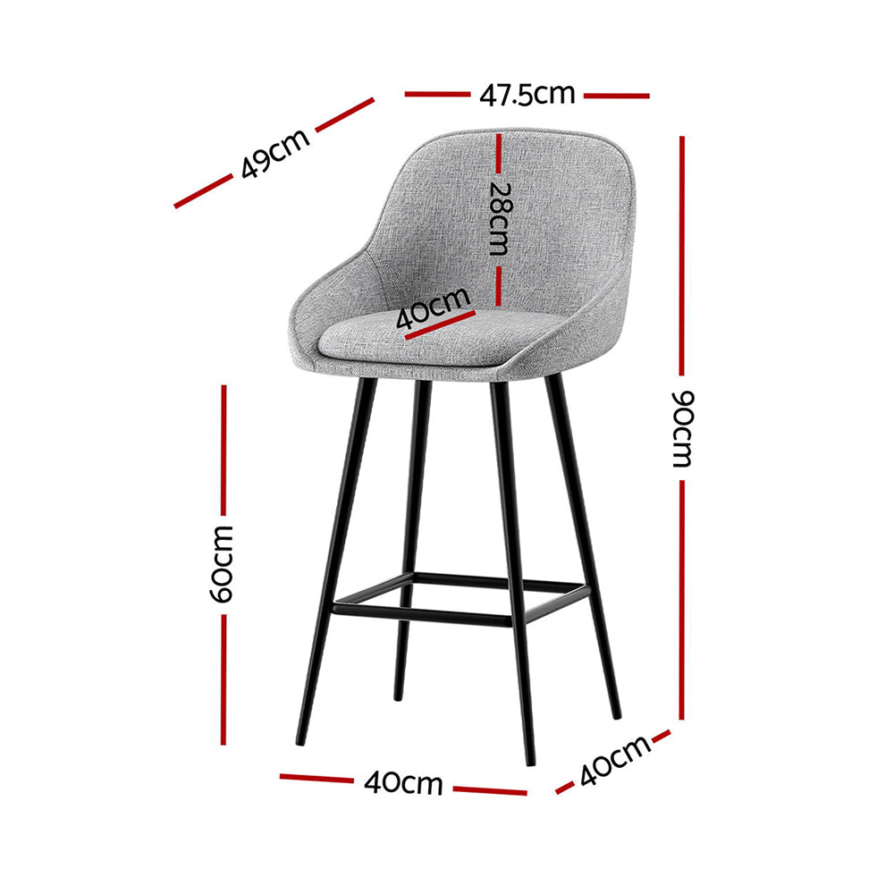 Aros Upholstered Counter Stools – Grey – Set of 4