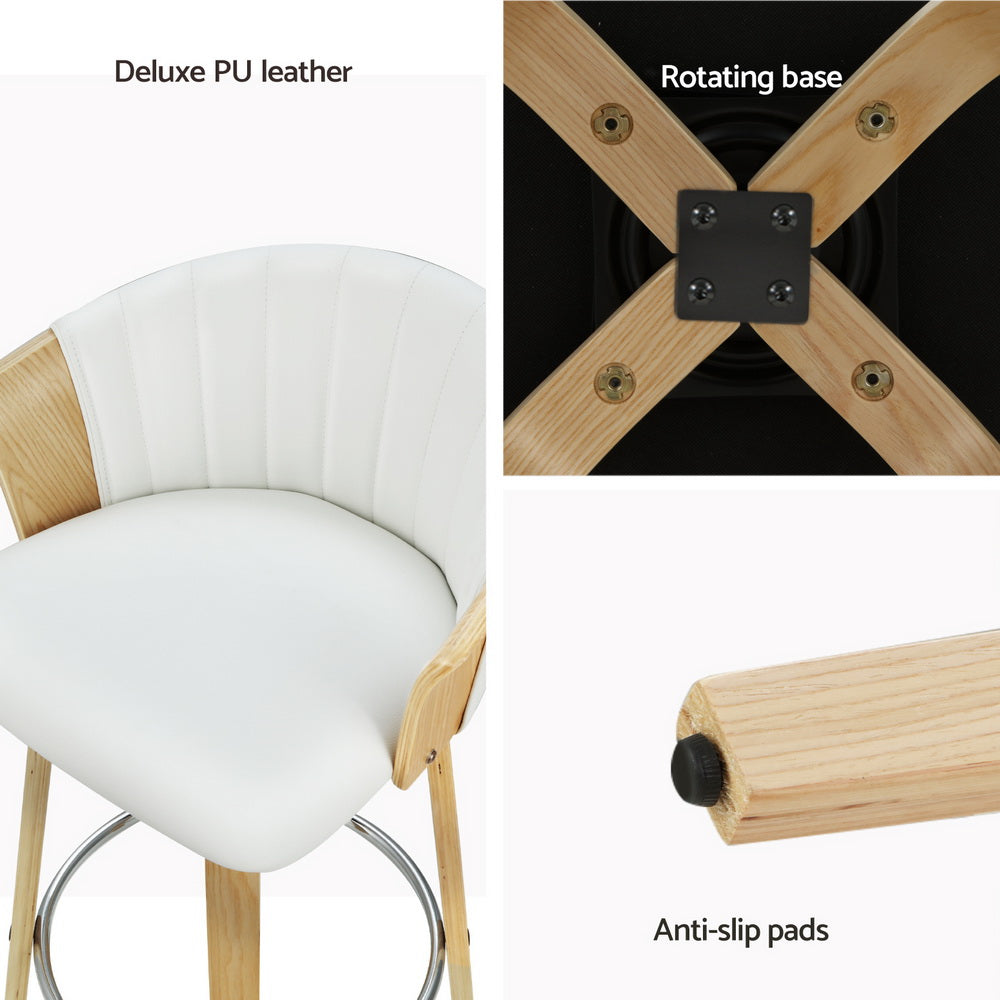 Ricardo Swivel Leather Bar Stools – White – Set of 4