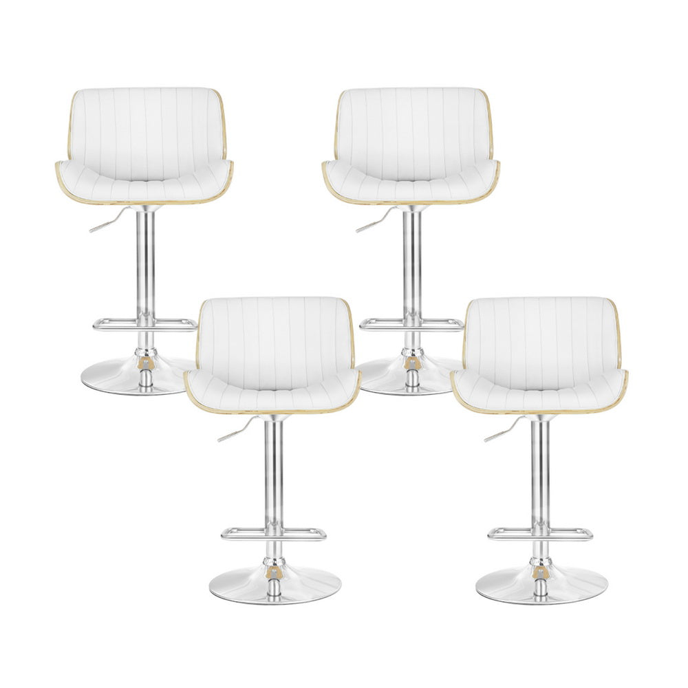 Nova Adjustable Leather Bar Stools – White – Set of 4