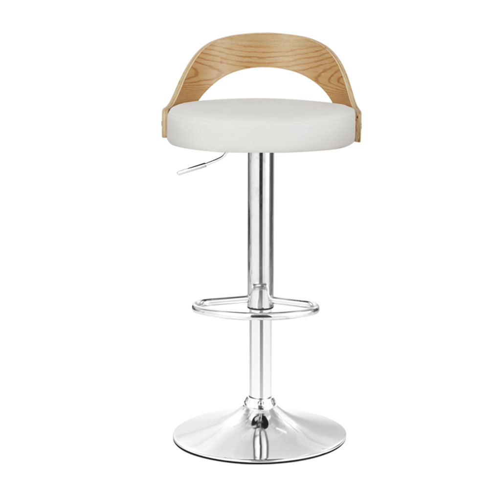 Stellan Wooden Gas Lift Bar Stools – White – Set of 2