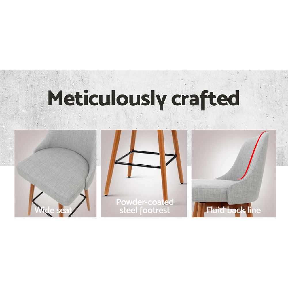 Ashton Fabric Bar Stools – Light Grey – Set of 2