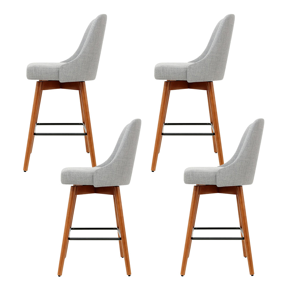 Tavira Wooden Bar Stools – Beige / Cream – Set of 4