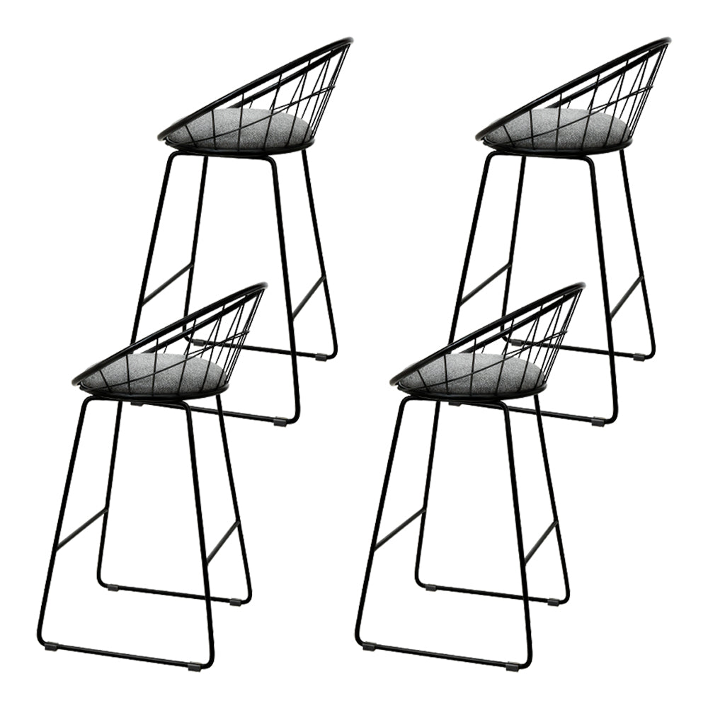 Phoenix Steel Fabric Bar Stools – Grey & Black – Set of 4