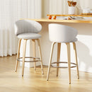 2 x Leather & Wood Bar Stools – Contoured Dining Style B