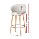 4 x Leather & Wood Bar Stools – Contoured Dining Style B