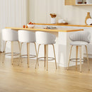 4 x Leather & Wood Bar Stools – Contoured Dining Style B