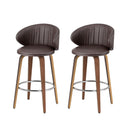 2x Artiss Bar Stools Dining Chairs Contoured Leather Wood Stool