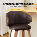 2 x Leather & Wood Bar Stools – Contoured Dining Style A