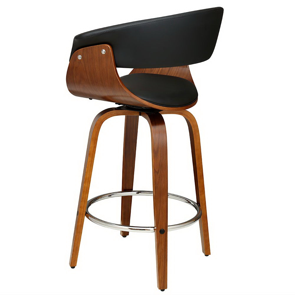 Oakley Swivel Bar Stool – Wood & Black – Single