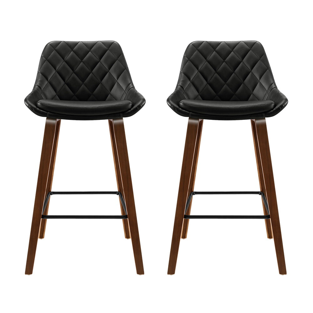 Halston Diamond Pleat Bar Stools – Black – Set of 2