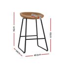 2 x Leather Metal Bar Stools – Kitchen Counter, Brown Finish