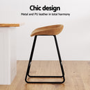 2 x Leather Metal Bar Stools – Kitchen Counter, Brown Finish