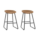 2 x Leather Metal Bar Stools – Kitchen Counter, Brown Finish