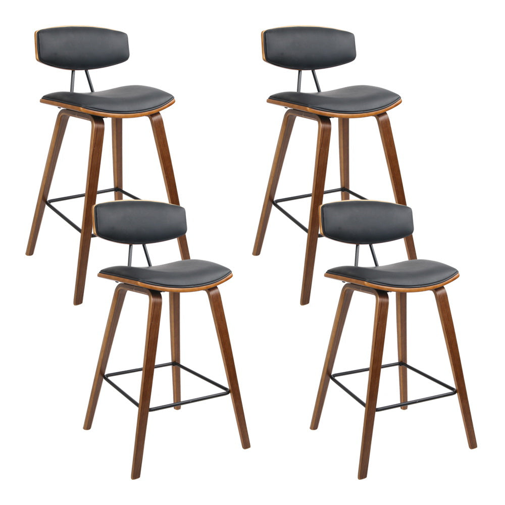 Haven Bar Stools with Backrest – Black – Set of 4
