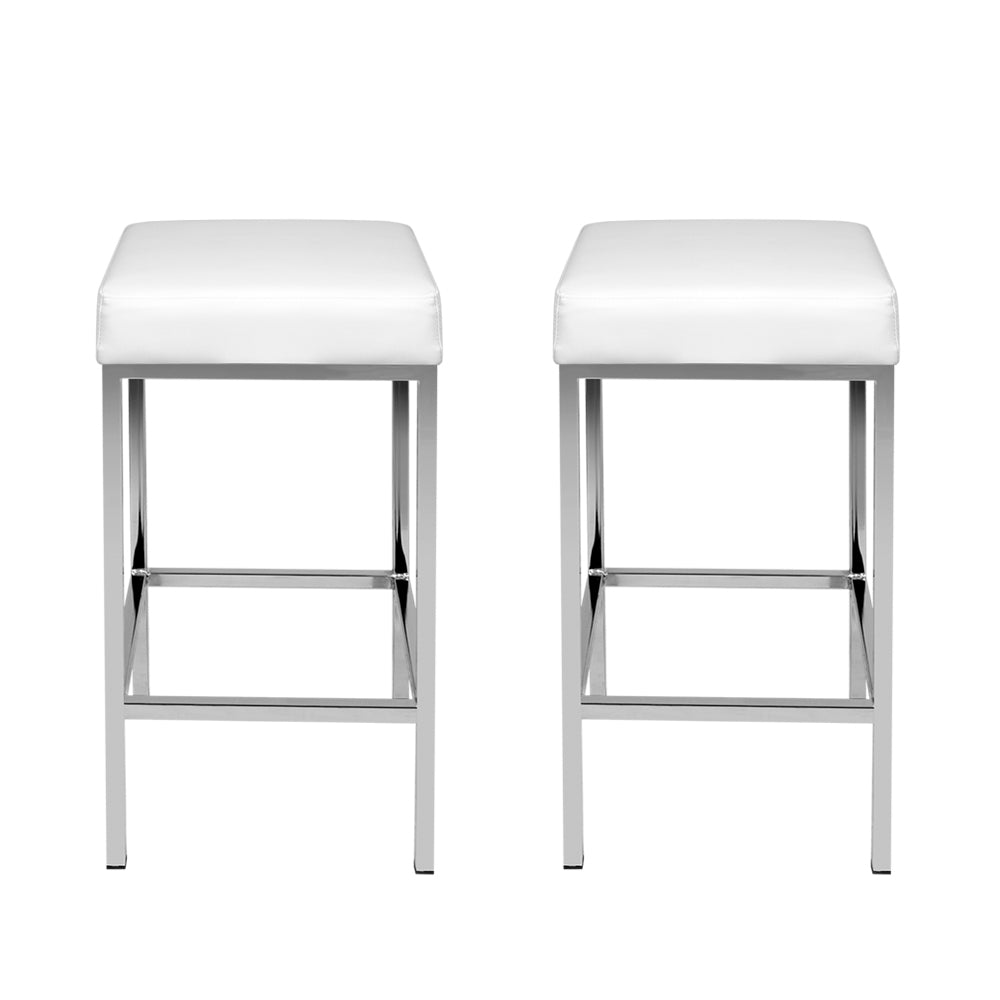 Fiora Backless Bar Stools – White – Set of 2