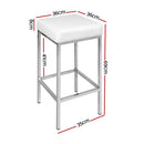 4 x Metal Bar Stools – White with Leather Padding