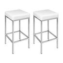 4 x Metal Bar Stools – White with Leather Padding