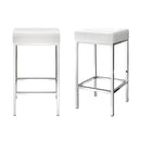 4 x Metal Bar Stools – White with Leather Padding