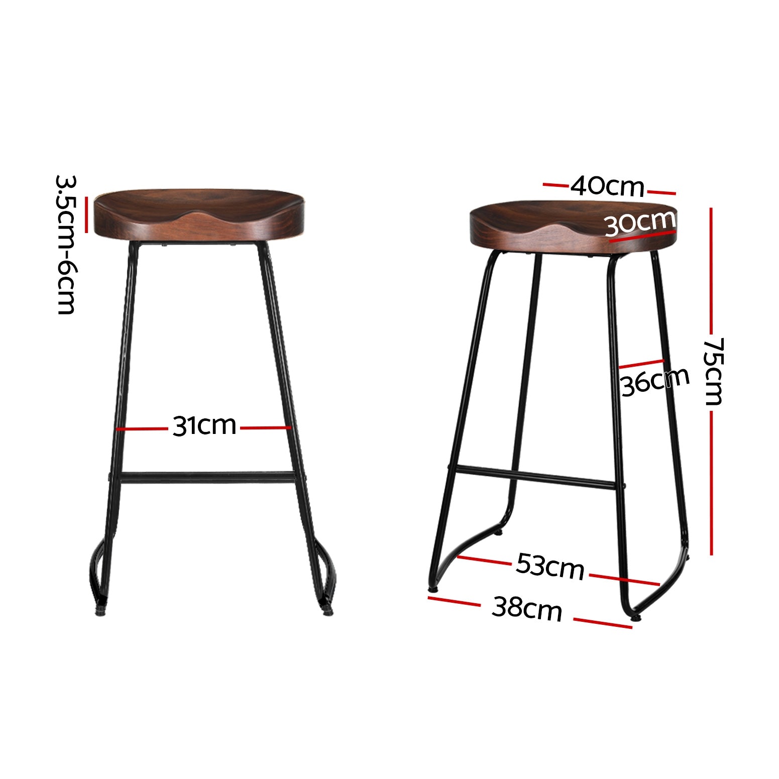 Serano Industrial Bar Stools – Brown & Black – Set of 2