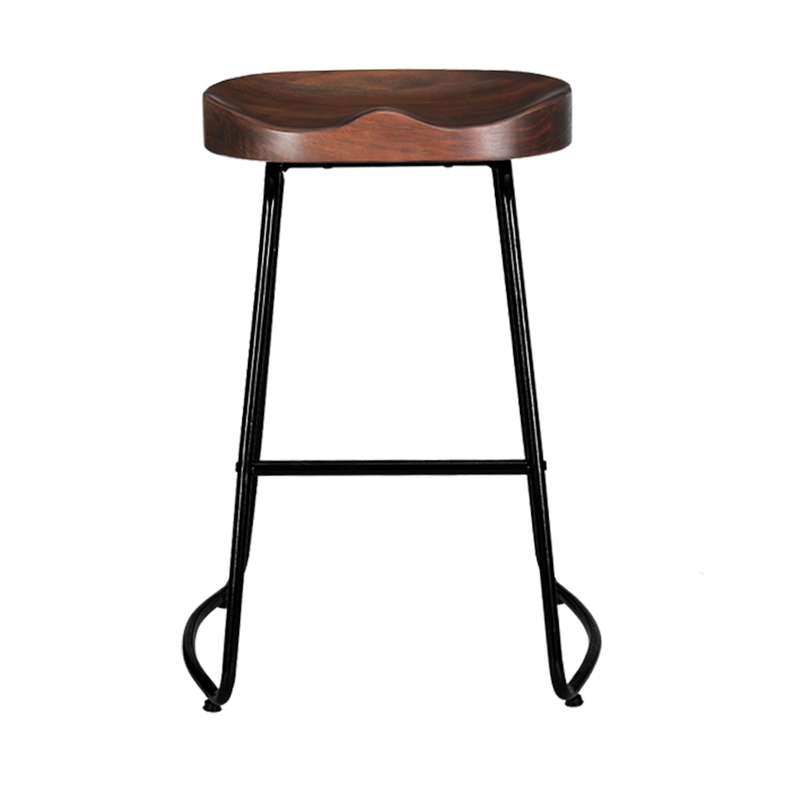 Hudson Elm Wood Backless Bar Stools – Brown – 65 cm Dark – Set of 4