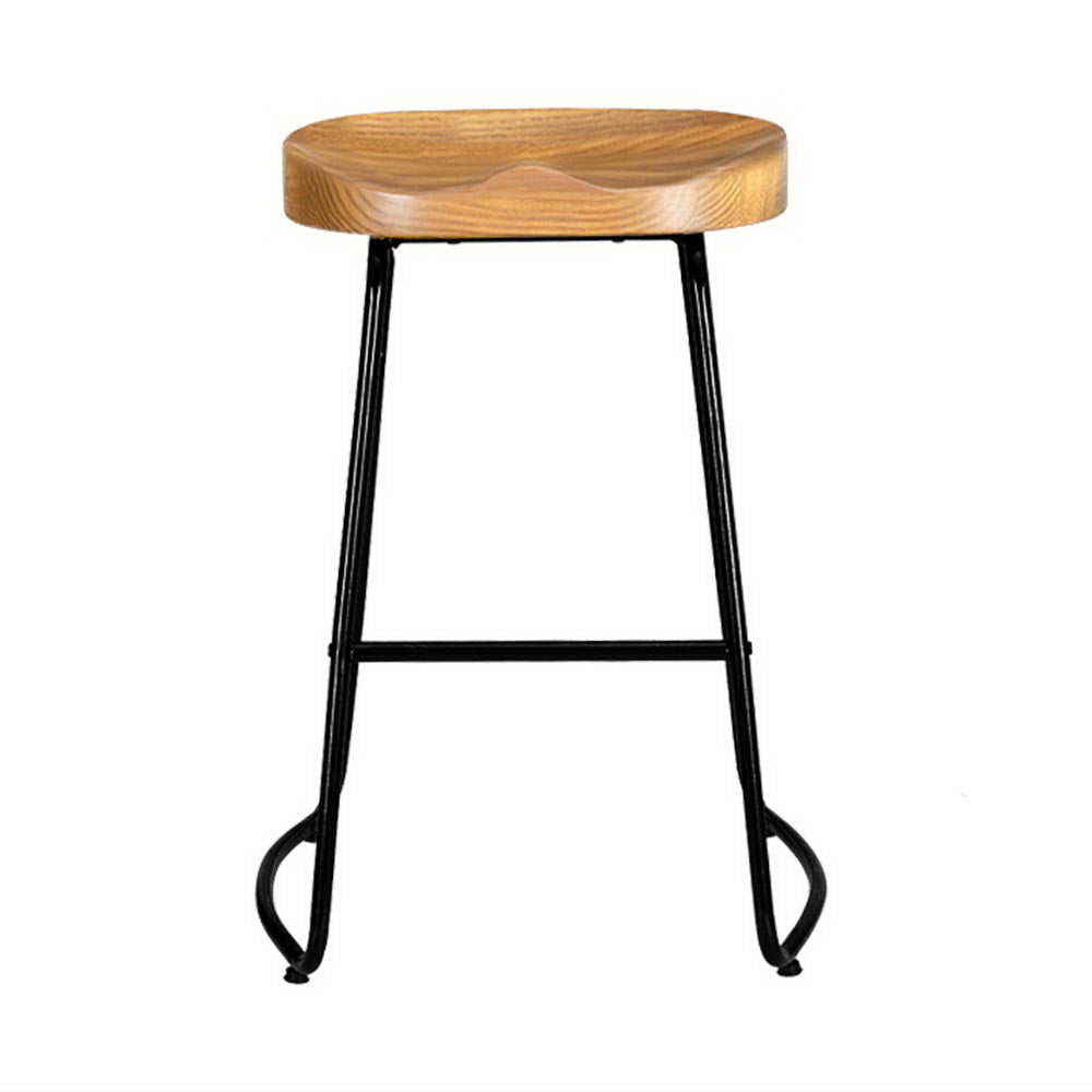 Hudson Elm Wood Backless Bar Stools – Brown – 65 cm – Set of 4