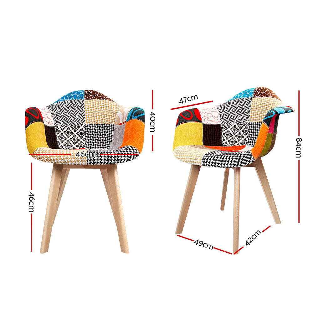Retro Dining Chairs – Fabric – Set of 2