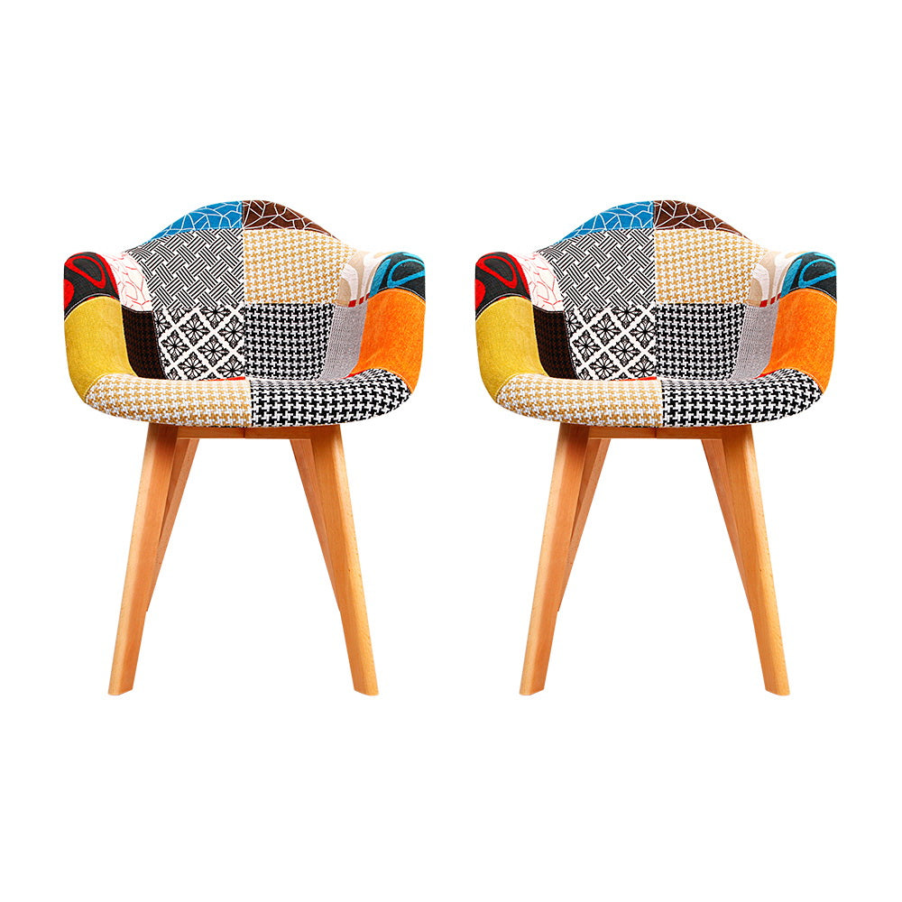 Retro Dining Chairs – Fabric – Set of 2