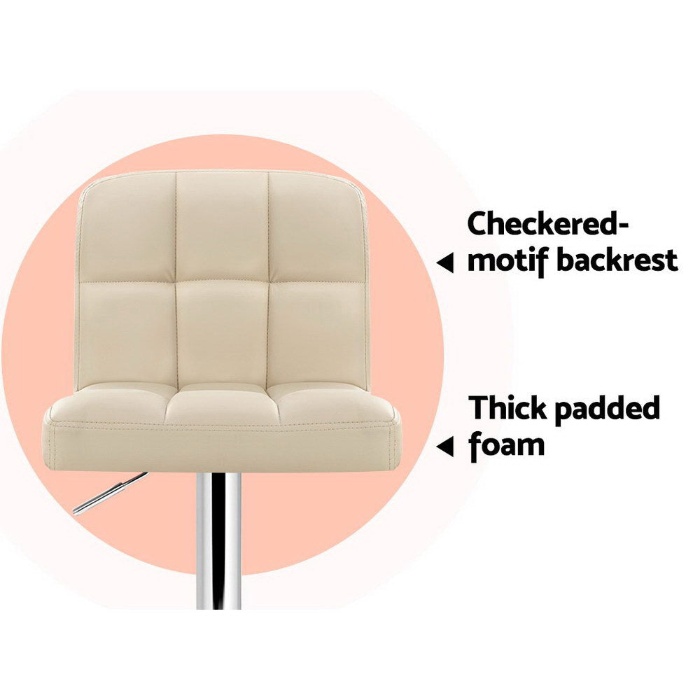 Hudson Patterned Bar Stools – Beige – Set of 2