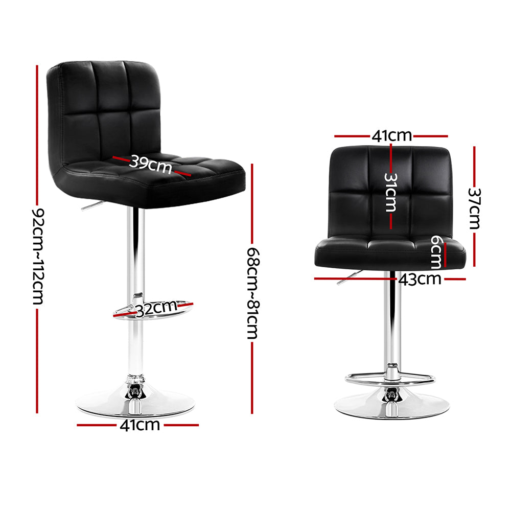 Metro Leather Gas Lift Bar Stools – Black – Set of 2