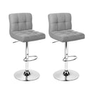 Artiss Set of 2 Fabric Swivel Bar Stools - Grey