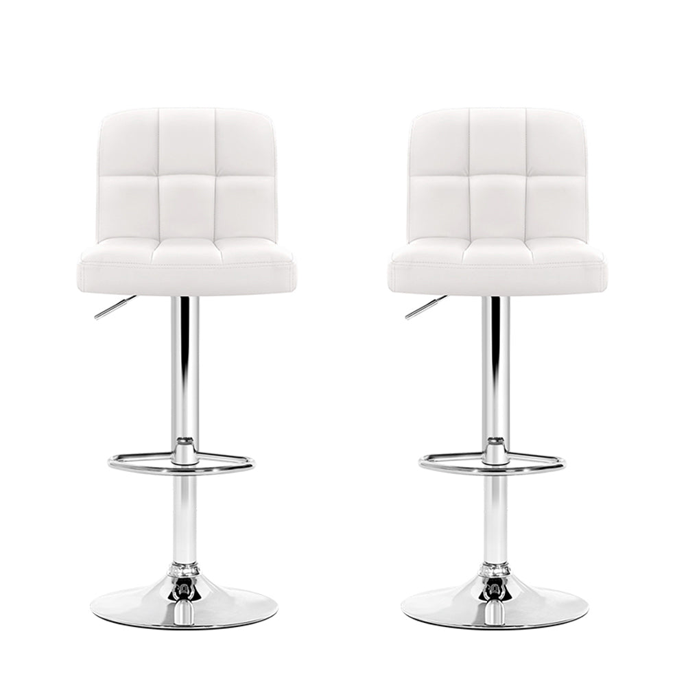 Hudson Patterned Bar Stools – White – Set of 2