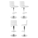 4 x Leather Bar Stools – Gas Lift Base, White Finish
