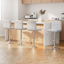 4 x Leather Bar Stools – Gas Lift Base, White Finish