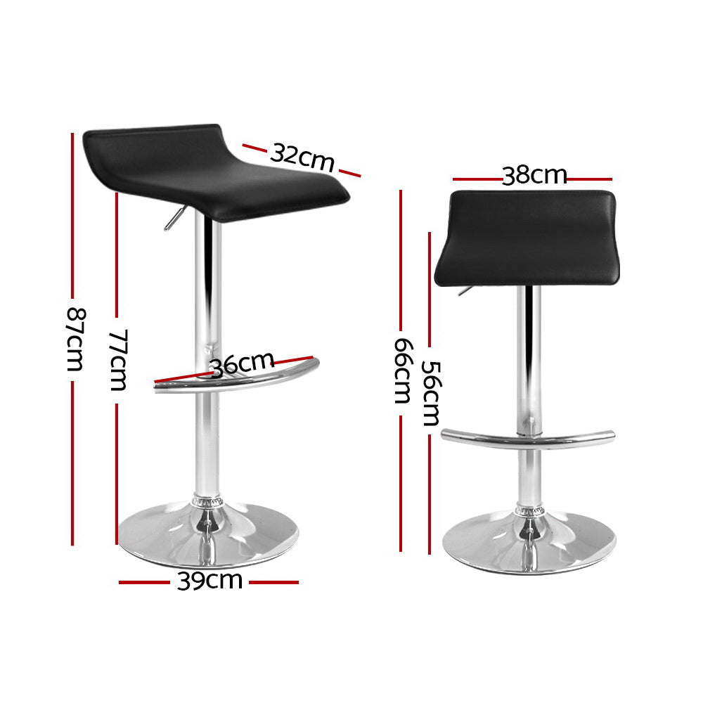 Serano Gas Lift Leather Bar Stools – Black – Set of 4