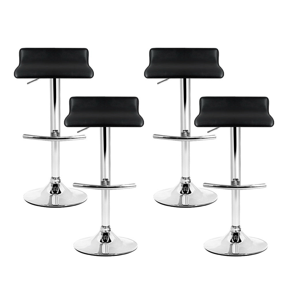 Serano Gas Lift Leather Bar Stools – Black – Set of 4