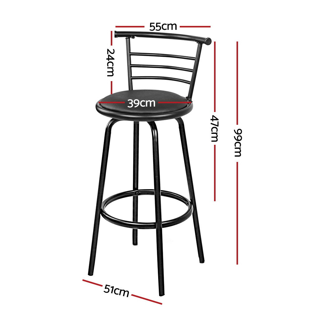 Kairo Swivel Leather Bar Stools – Black – Set of 4