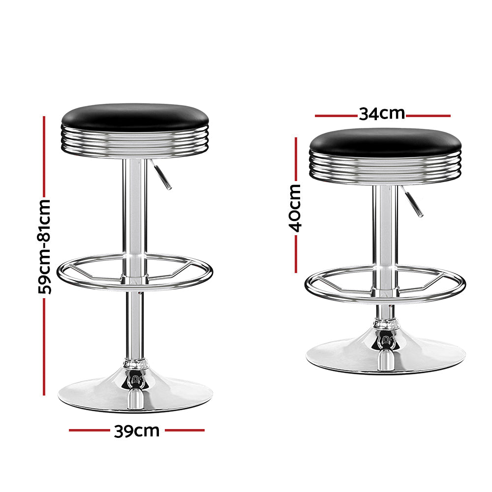 Baxter Leather Backless Bar Stools – Black – Set of 4