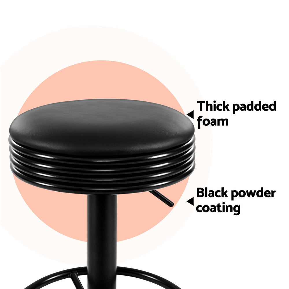 Serano Leather Bar Stools with Gas Lift – Black – Set of 4