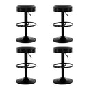 4 x Leather Bar Stools – Gas Lift, Black