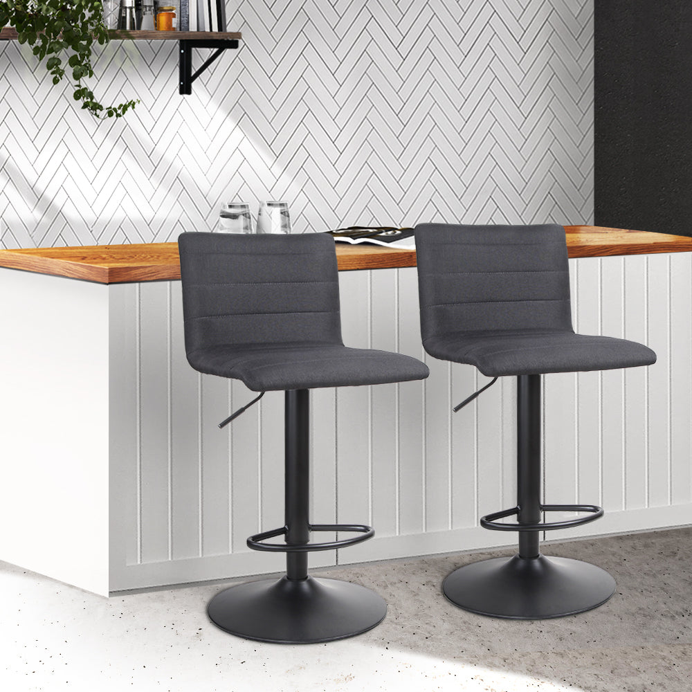Marston Fabric Bar Stools – Black – Set of 2