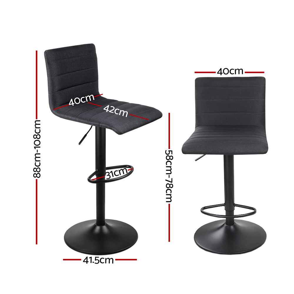 Marston Fabric Bar Stools – Black – Set of 2