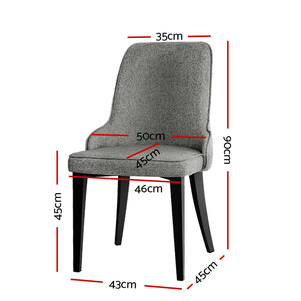 Tempo Fabric Dining Chairs – Grey – Set of 2