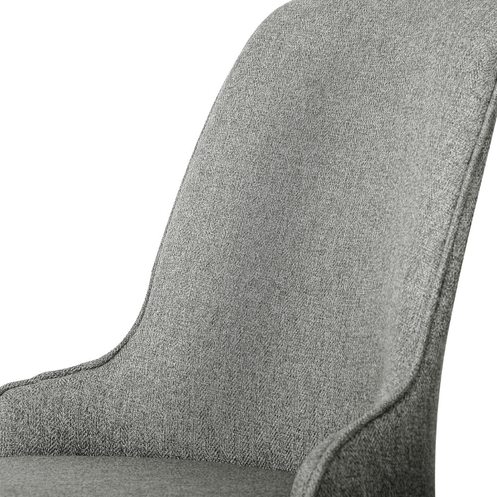 Domus High Back Linen Dining Chairs – Grey – Set of 4