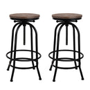 2 x Adjustable Wooden Bar Stools – Natural Finish
