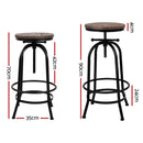 2 x Adjustable Wooden Bar Stools – Natural Finish